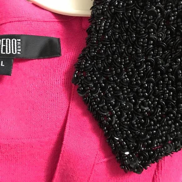 NWOT Y2K BEDO Statement Sequin Shoulder Bodycon Dress L Sleeveless Pink - Picture 6 of 6